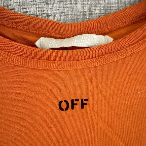 Off White Distressed long sleeve shirt Mens M Orange 3767 - Picture 3 of 11